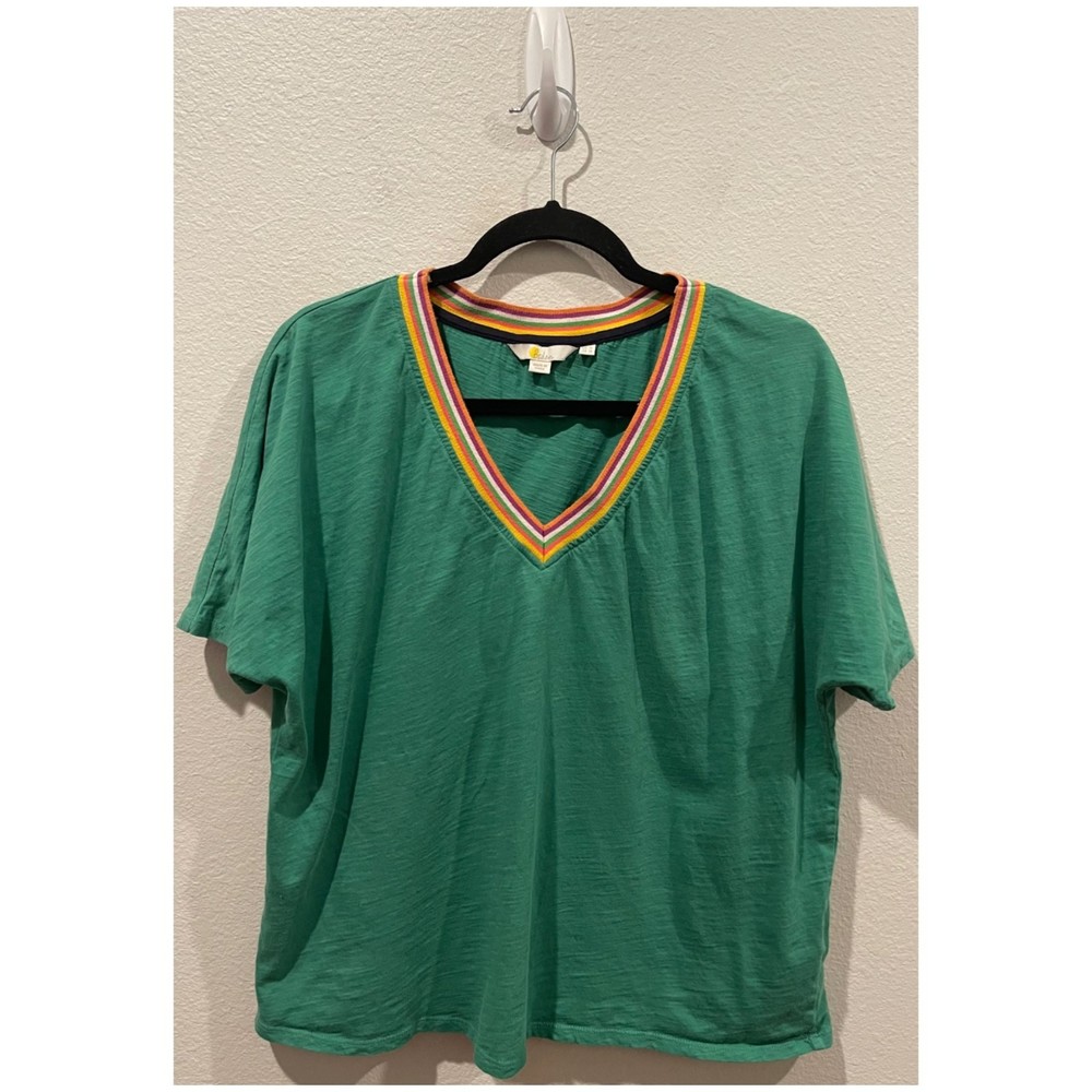 BODEN Beatrice Short Sleeve V-Neck Multicolor Blouse - Picture 2 of 5